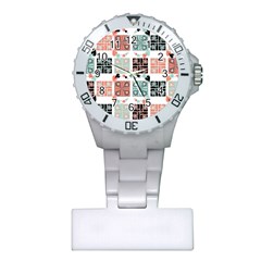 Mint Black Coral Heart Paisley Plastic Nurses Watch by Pakjumat