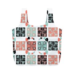 Mint Black Coral Heart Paisley Full Print Recycle Bag (m) by Pakjumat