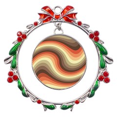 Twirl Swirl Waves Pattern Metal X mas Wreath Ribbon Ornament by Pakjumat