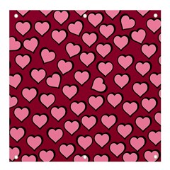 Pattern Pink Abstract Heart Banner And Sign 4  X 4  by Pakjumat