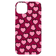 Pattern Pink Abstract Heart Iphone 14 Plus Black Uv Print Case by Pakjumat