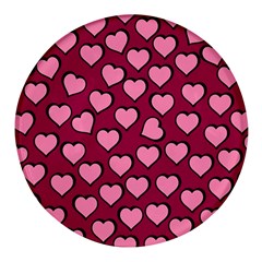 Pattern Pink Abstract Heart Round Glass Fridge Magnet (4 Pack) by Pakjumat