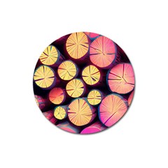 Wood Firewood Wooden Magnet 3  (round) by Pakjumat