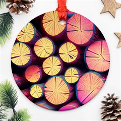 Wood Firewood Wooden Round Ornament (two Sides) by Pakjumat