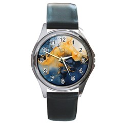 Abstract Marble Design Background Round Metal Watch by Pakjumat