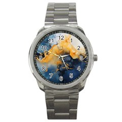 Abstract Marble Design Background Sport Metal Watch by Pakjumat