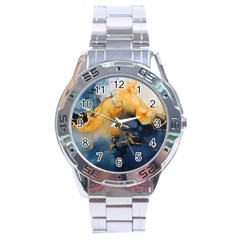 Abstract Marble Design Background Stainless Steel Analogue Watch by Pakjumat