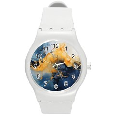 Abstract Marble Design Background Round Plastic Sport Watch (m) by Pakjumat