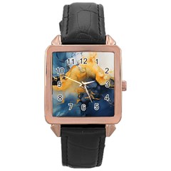 Abstract Marble Design Background Rose Gold Leather Watch  by Pakjumat