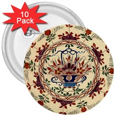 Vintage Antique Plate China 3  Buttons (10 Pack)  by Pakjumat