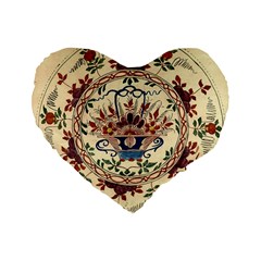 Vintage Antique Plate China Standard 16  Premium Flano Heart Shape Cushions by Pakjumat