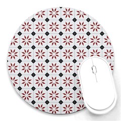 Tile Pattern Design Flowers Round Mousepad by Pakjumat