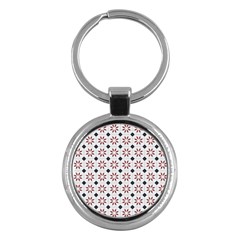 Tile Pattern Design Flowers Key Chain (round) by Pakjumat