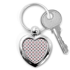 Tile Pattern Design Flowers Key Chain (heart) by Pakjumat