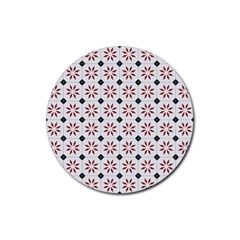 Tile Pattern Design Flowers Rubber Coaster (round)