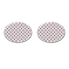 Tile Pattern Design Flowers Cufflinks (oval) by Pakjumat