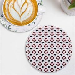 Tile Pattern Design Flowers Uv Print Round Tile Coaster by Pakjumat