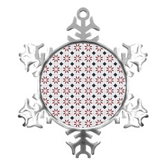 Tile Pattern Design Flowers Metal Small Snowflake Ornament by Pakjumat