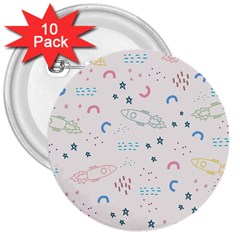 Spaceship Pattern Star 3  Buttons (10 Pack)  by Pakjumat