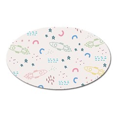 Spaceship Pattern Star Oval Magnet by Pakjumat