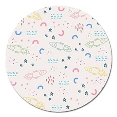 Spaceship Pattern Star Magnet 5  (round) by Pakjumat