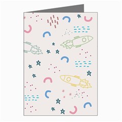 Spaceship Pattern Star Greeting Cards (pkg Of 8) by Pakjumat