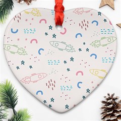 Spaceship Pattern Star Heart Ornament (two Sides) by Pakjumat