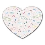 Spaceship Pattern Star Heart Mousepad Front