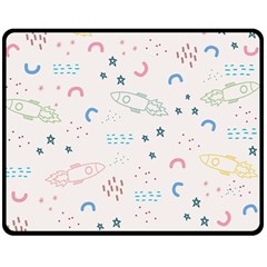 Spaceship Pattern Star Fleece Blanket (medium) by Pakjumat