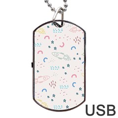 Spaceship Pattern Star Dog Tag Usb Flash (one Side) by Pakjumat