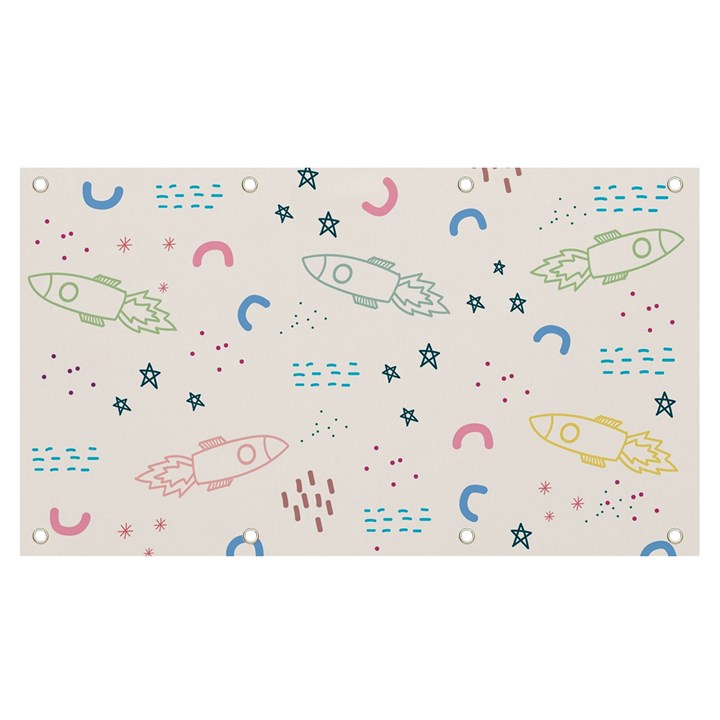 Spaceship Pattern Star Banner and Sign 7  x 4 