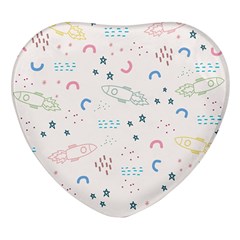 Spaceship Pattern Star Heart Glass Fridge Magnet (4 Pack) by Pakjumat