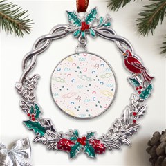 Spaceship Pattern Star Metal X mas Wreath Holly Leaf Ornament by Pakjumat