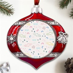 Spaceship Pattern Star Metal Snowflake And Bell Red Ornament by Pakjumat