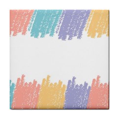 Border Frame Colorful Brush Strokes Tile Coaster by Pakjumat