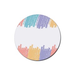 Border Frame Colorful Brush Strokes Rubber Round Coaster (4 Pack) by Pakjumat