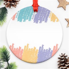 Border Frame Colorful Brush Strokes Round Ornament (two Sides) by Pakjumat