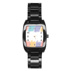 Border Frame Colorful Brush Strokes Stainless Steel Barrel Watch by Pakjumat