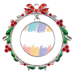 Border Frame Colorful Brush Strokes Metal X mas Wreath Ribbon Ornament by Pakjumat