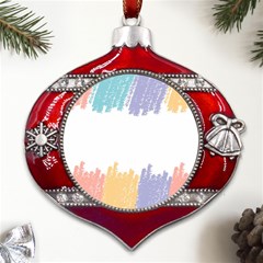 Border Frame Colorful Brush Strokes Metal Snowflake And Bell Red Ornament by Pakjumat