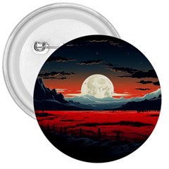 Winter Painting Moon Night Sky 3  Buttons by Pakjumat