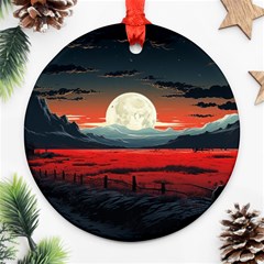 Winter Painting Moon Night Sky Ornament (round) by Pakjumat