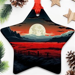 Winter Painting Moon Night Sky Ornament (star) by Pakjumat