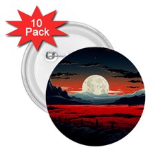 Winter Painting Moon Night Sky 2.25  Buttons (10 pack) 