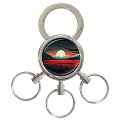 Winter Painting Moon Night Sky 3-Ring Key Chain