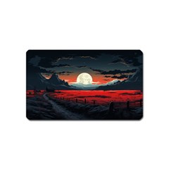 Winter Painting Moon Night Sky Magnet (name Card) by Pakjumat