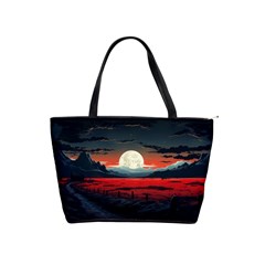 Winter Painting Moon Night Sky Classic Shoulder Handbag