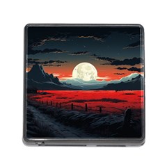 Winter Painting Moon Night Sky Memory Card Reader (square 5 Slot) by Pakjumat