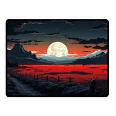 Winter Painting Moon Night Sky Fleece Blanket (small) by Pakjumat