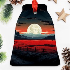 Winter Painting Moon Night Sky Bell Ornament (two Sides) by Pakjumat